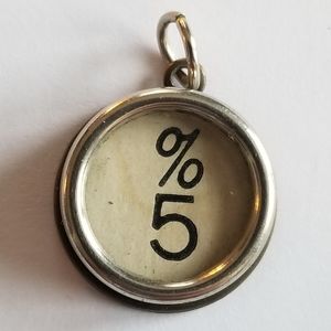 Glass typewriter key pendant 5% vintage upcycled %5 writer author charm jewelry